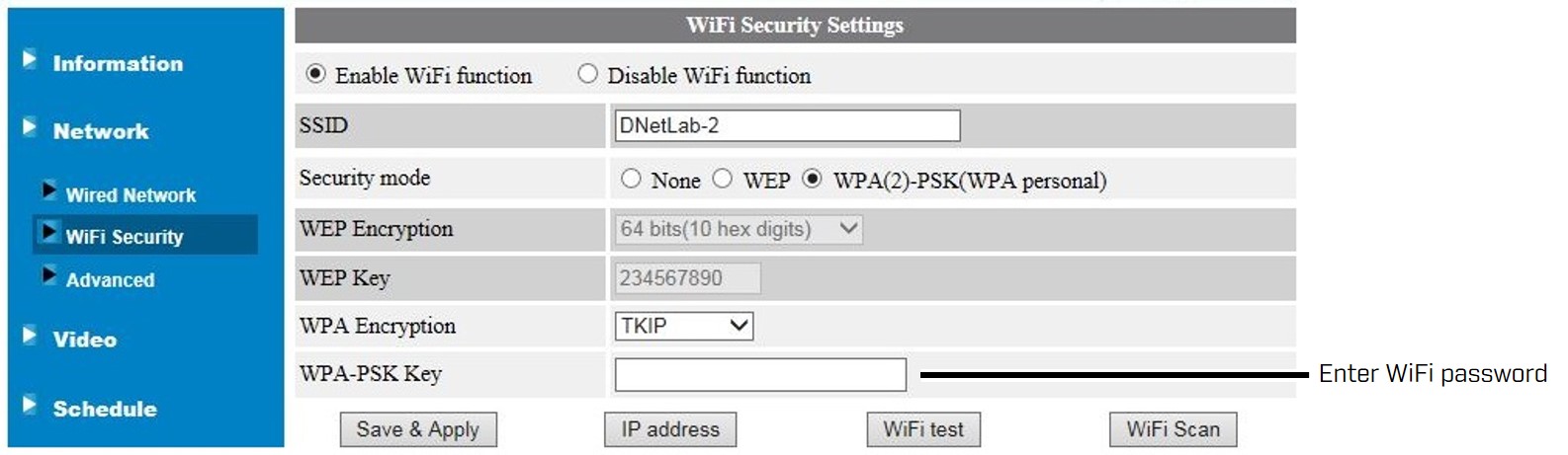 L View Wifi Security Settings Fields