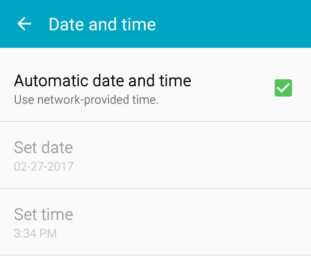 Android automatic date and time