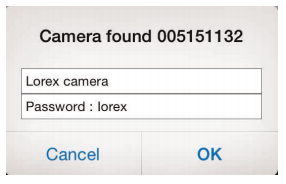 Lorex Ping 2 app: Camera found