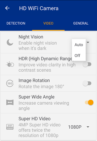 Lorex Secure app: Night Vision Mode