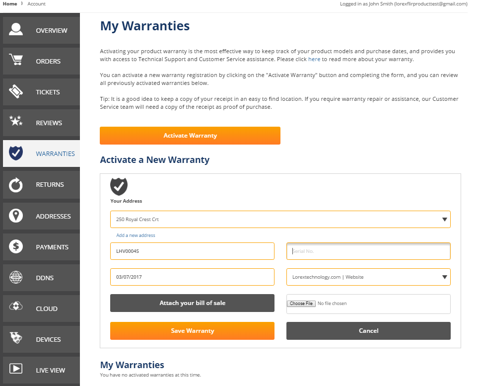 Lorex Website: Warranties Page