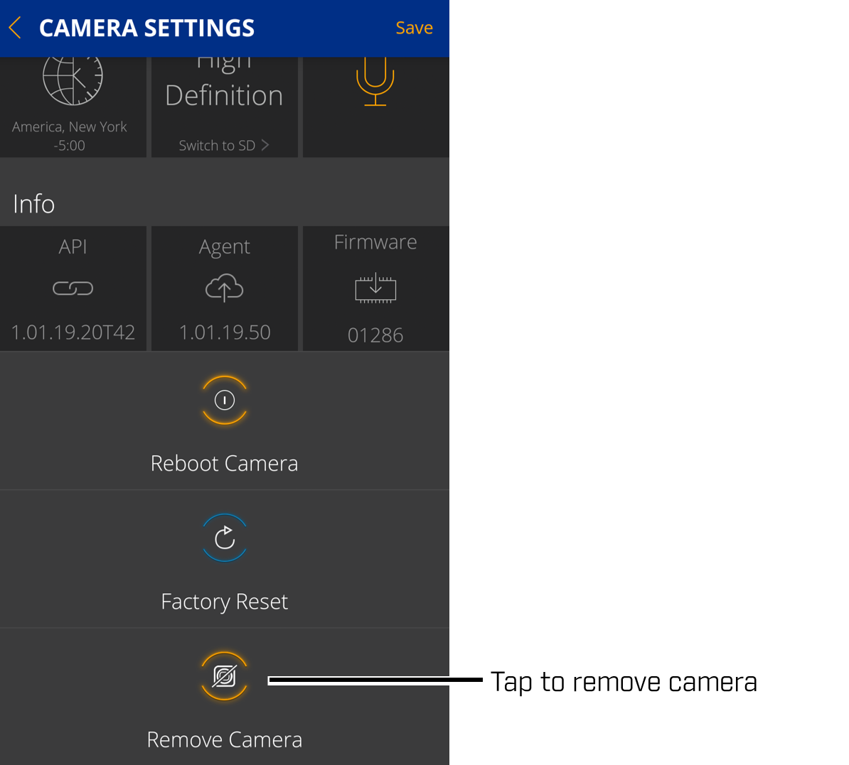 FLIR FX App: Removing a FLIR FX camera 