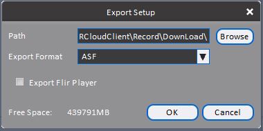 FLIR Cloud Client: Export Setup Window